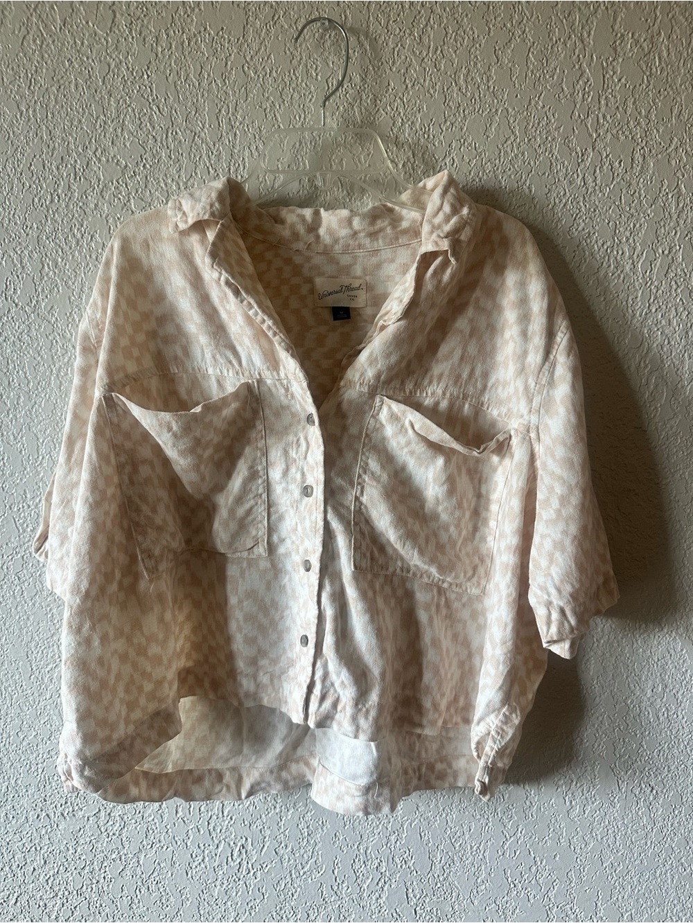 Universal Thread Light Pink Checkered Button-Down Shirt